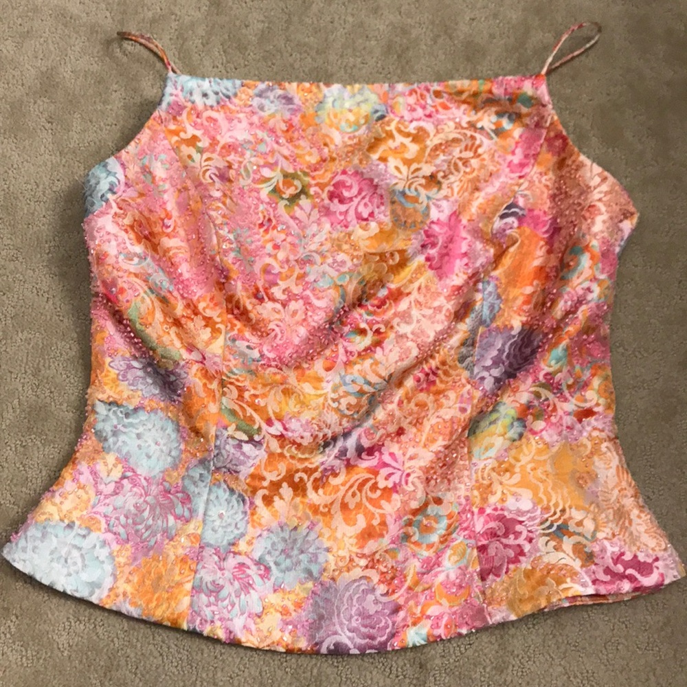 Size 6. Carmen Marc Valvo Floral Bustier